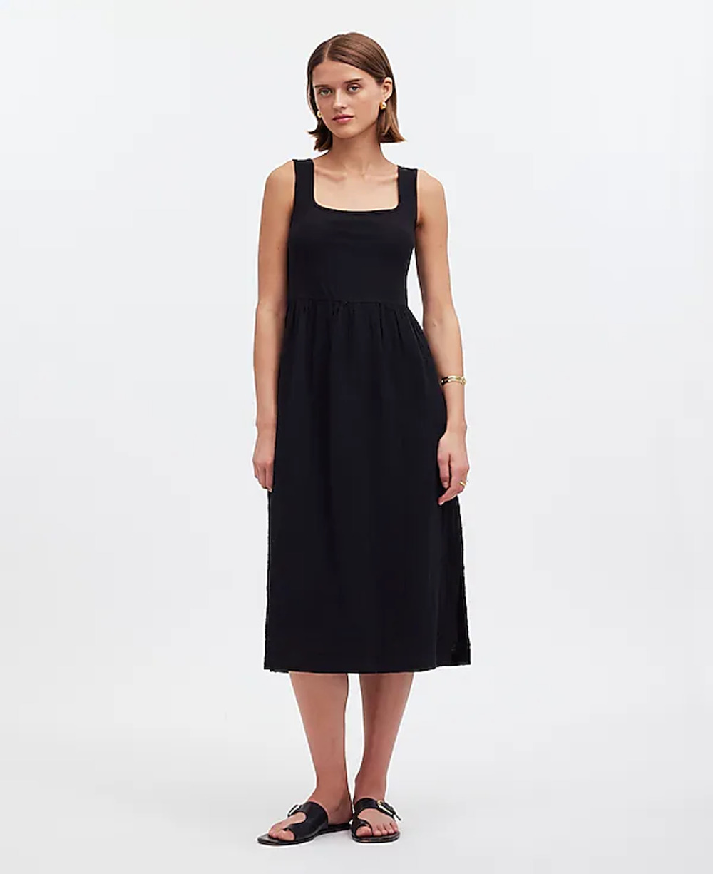 Madewell Minimalist Old Money Knit Tank Midi Dress Black XS NWT